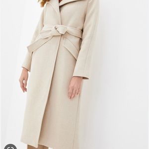 Mango long wool oversized coat with belt belted jacket